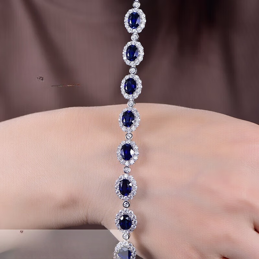 Fuwu Artificial Sapphire Bracelet Cultured Colorful S925 Sterling Silver Jewelry Non-Natural Light Luxury Jewelry S925 Cultured Sapphire Bracelet
