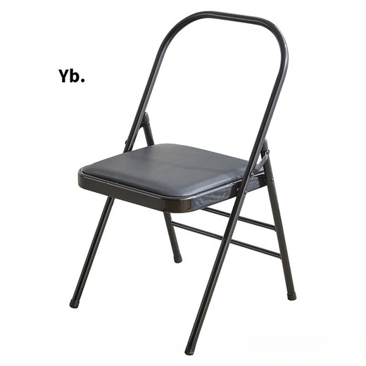 Zairou Yinglang Iyengar yoga chair auxiliary chair folding black Pilates chair thickened thickened folding yoga stool rear double beam black thickened 12-tube wall model