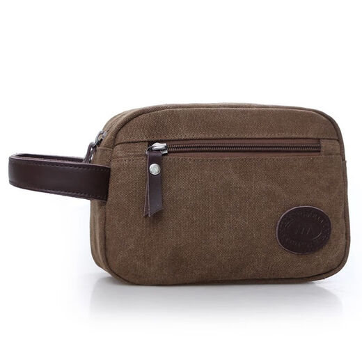 Large capacity wear-resistant canvas clutch bag men's bag casual handbag men's key coin wallet men's travel grocery shopping bag khaki