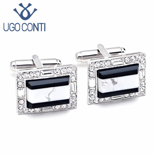 UGO CONTIUGO cufflinks men's natural mica stone crystal cuff studs shirt cuff gift box custom engraving birthday gift
