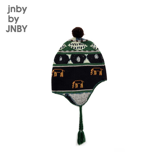jnby от Jnby jiangnan ткани детская одежда шляпа с утолщенной милой случайной повседневной печати осенней и зимних мальчиков и девочек. 6o0k13820 097/Черная и зеленая комбинация m