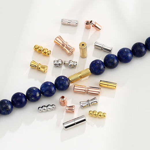 Fat Donglai same style 18k gold buckle head wear pearl necklace DIY accessories sterling silver pendant screw buckle hand link buckle silver YP73 yellow l gold 4mm