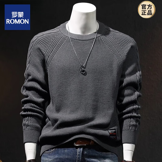 ROMON 2025 Autumn and Winter Round Neck Cotton Sweater Men's Autumn and Winter Warm Sweater Men's Thickened Winter Wool Clothes Retro Color M Recommended 110-120 Jin Jin equals 0.5 kg