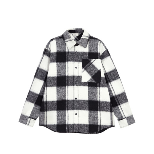 杰克·琼斯（JACK&JONES） 秋季款男毛呢外套翻领含羊毛单侧口袋纽扣短款格子男装224327005