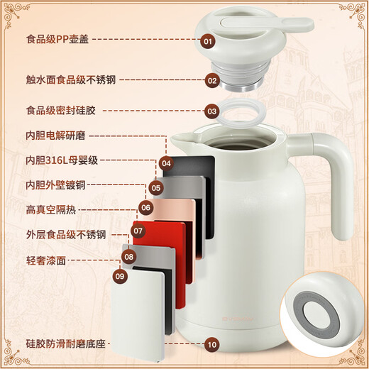 BVGMAV thermos kettle home office 316L stainless steel thermos kettle large capacity thermos bottle home high-end gift 2L