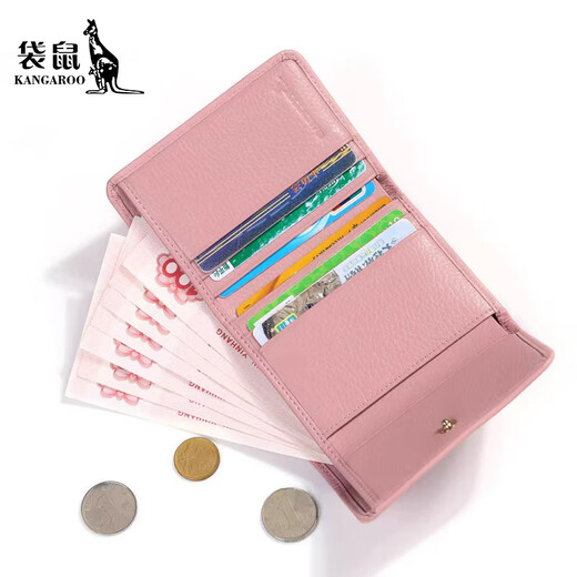 Kangaroo Wallet Jurer en cuir court 2025 Nouveau top cow hide Lady Holding Fashion 3 Fold Hand Grab Coupon Coupon Carte de cartes Pink Rabbit