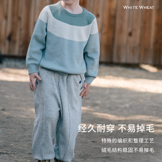 white wheat儿童2025冬季新款不倒绒裤子男女童运动宝宝加绒束脚裤 花灰 100