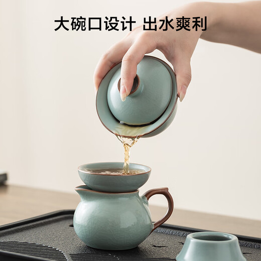 Made in Tokyo, complete tea set, Kung Fu tea set with tea tray, teapot, tea cup, Tianqing Ru Kiln Xi Shi teapot, 16 pieces