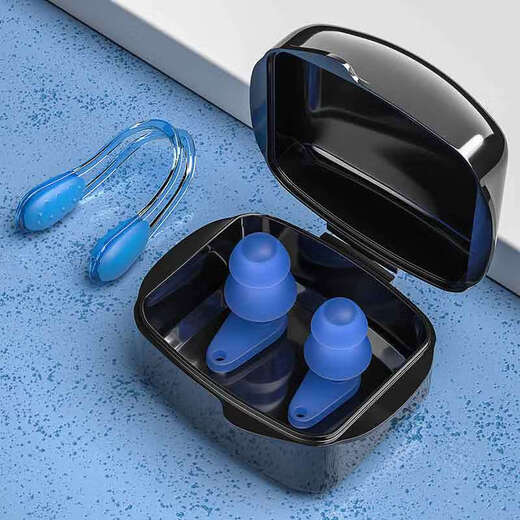 Youyou Silicone Bath Anti-water Ingress Swimming Earplugs Nose Clip Set Anti-water Ingress Adult and Children's Diving Equipment Blue