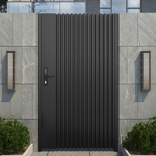 奇立彩铝合金别墅庭院门铁艺不锈钢栅栏电动单双开门户外院子花园门大门 联系客服看更多款式