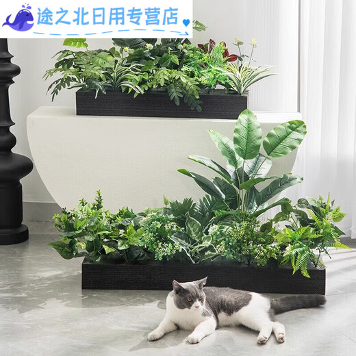 Simulation Grüne Pflanze Set Simuliertes Blütenpartition Pflanzendekoration Ornament Blütenrille Schildkröte Rückenblatt Blumenbox gefälschte Blumenlandschaft E3895x20cm Bunt
