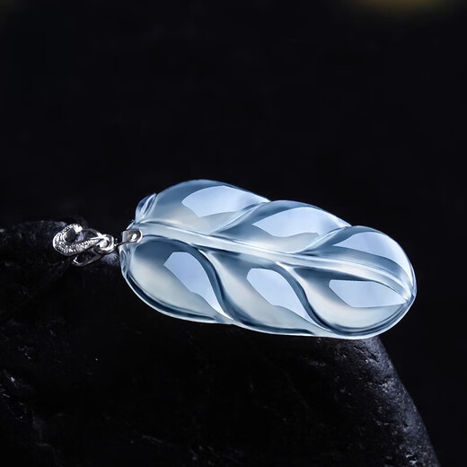 Fat Donglai same style 18k gold leaf pendant Baibo ice jade jade gold branch jade leaf jade pendant 18k gold inlaid with jade white gold buckle