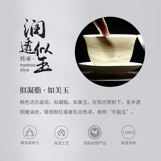 Shangyanfang Kung Fu tea set, a complete set of high-end household Dehua mutton-fat jade white porcelain teapot tea set, housewarming business gift