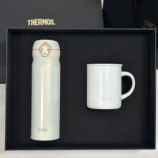 Thermos thermos cup gift box high-end business office gifts men and women gift mug water cup set group purchase blue thermos cup + white mug + gift box