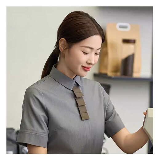 Weicai Butterfly Summer New Short-Sheeve Catering Workwear Works Works Persumed BBQ Restaurant Lapel Shirt Printing Logo Femmes XS-683 Western Shirt Femmes Red Top + tablier M
