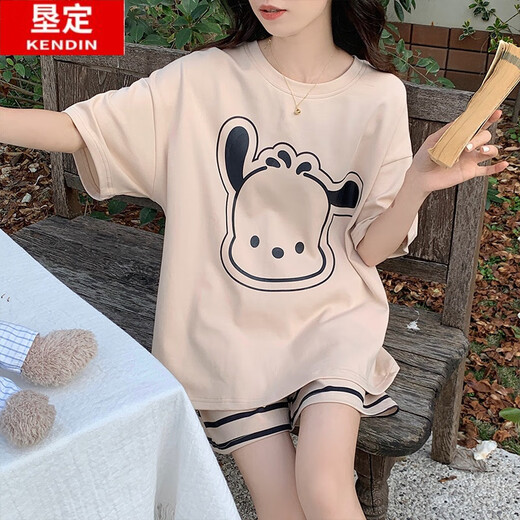 垦定（KENDING）2024年新款睡衣女新款夏季卡通短袖短裤夏天网红风女士家居服套装 681紫兔 XL