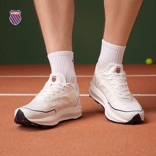 Kswiss Frauen Laufschuhe Frühling Neues modisches bequemes schockabsorbierendes Sport und Freizeitschuhe 9272-W 113 Wimbledon Weiß/Marine Blau/Grau Red 37