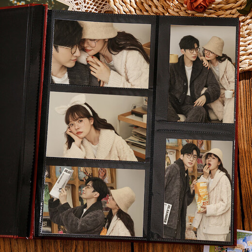 Jiamo Album Large Capacity Home Photo Collection Commemorative Album 6-inch Couple Interstitial Photo Album Photo Storage 6-inch 800 Dark Brown - Live up to good times Inside page mixed photo books
