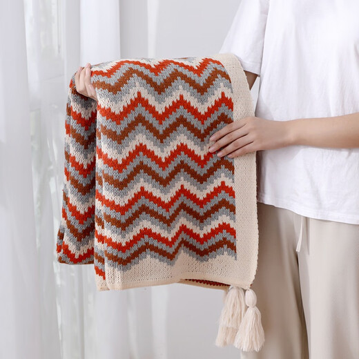 Huili Customized Mia Knitted Tapestry Air Conditioning Blanket Nap Blanket Sofa Throw Blanket Baby Blanket Bed and Breakfast Bedside Blanket Oatmeal White (color may vary in large size, see details) 80*110cm