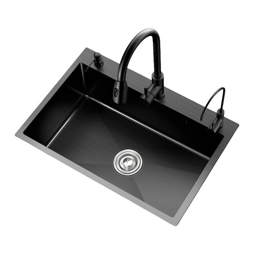 U-Boot Japaner Stil großer Einzelschuh Nano Schwarz Küche handgefertigtes Waschbecken 304 Edelstahl Haushaltswaschbecken 01 dicke 3 mm 丨 unter Thekenbecken 丨 8250 丨 Hao