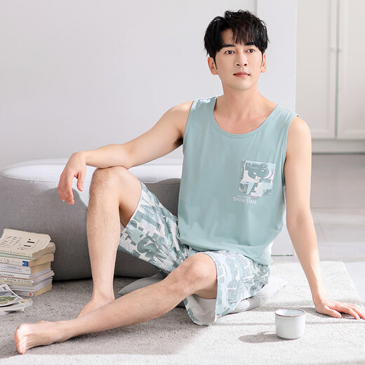 
Mandelefin Summer Pajamas Modal Thin Vest Sleeveless Shorts Plus Size Daddy Set 200 Jin [Jin equals 0.5 kg] MD1048 M [Suggested 100-120 Jin [Jin equals 0.5 kg]]