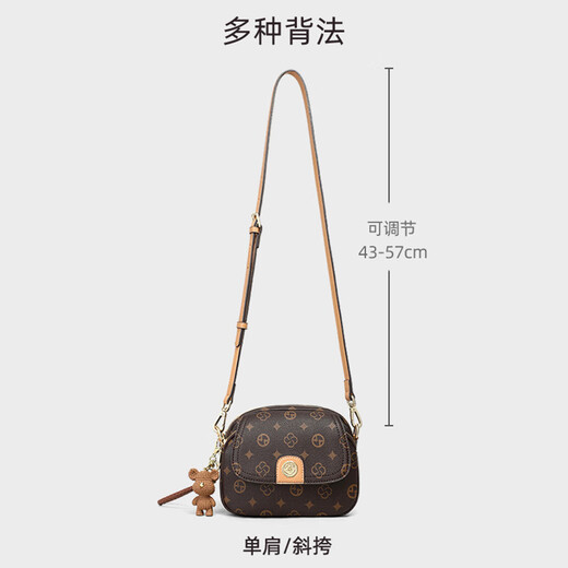 柏萨尼（PESASRIE）轻奢品牌包包女包单肩包新款女士斜跨包百搭小圆包情人节生日礼物 咖啡色【全国十仓/当次日达】 奢侈礼盒送女友送老婆送妈妈