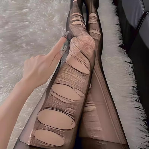 浪莎手撕丝袜女4双装超薄可撕一次性情趣黑丝易撕性感连裤袜黑色