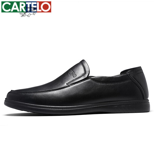 Cartelo Lederschuhe Herren Sommer Cowhide Ein Fuß Herrenschuhe Cowhide Weiches Einzelbetrieb Casual Schuhe 6219 Schwarz 40