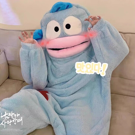 Yu Yaman Clown Fish One-piece Pajamas Big Mouth Fish Autumn and Winter Cartoon Sand Sculpture Funny Coral Velvet Home Clothes for Men and Women Can be Weared Outside Clown Fish Pajamas L Size L