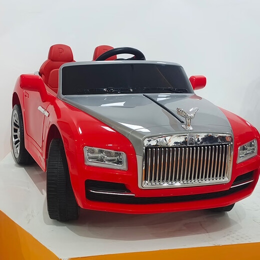 Baolaifu children's electric car, children can sit on big boys and girls, four-wheeled rechargeable battery car with remote control toy car, painted red, leather seat + Bluetooth music + remote control self-driving