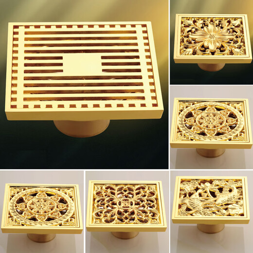 XMSJ Gold Anti-Odor verdickte Badezimmer Duschbad Boden Abfluss Quadrat großer Verschiebung langer Streifen Badezimmer 10 cm Gold 6624 Tiefes Wasserdichtung Dual-Use-Modell