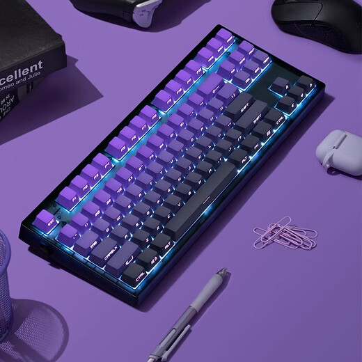 Belly Spirit Mk870pro Blackberry Side Gravur Mechanische Tastatur Bluetooth Wired Wireless Customized Computer Game Silent Office [Three Mode] Obsidian Pro + Purple Qi Donglai Qingxun 87 Tasten