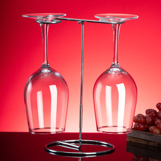 Green apple lead-free glass red wine glass goblet wine glass 3-piece set red wine glass + light luxury stainless steel cup holder gift box