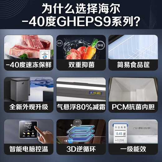Haier's new home freezer, small low-temperature freezer, cryogenic quick-freezing horizontal first-class energy-efficiency electronic temperature control refrigeration-freezing conversion fresh-keeping cabinet, high-end cryogenic | -40 degree ultra-low temperature | digital display electronic temperature control 142L