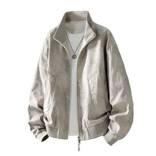 MONPOC tie-dye jacket men's spring, autumn and winter American high street bomber jacket men's clothing MOJ02 khaki XL