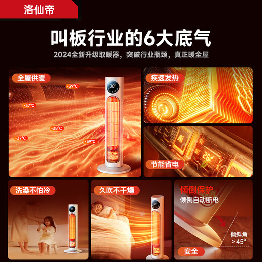 Luo Xiandi Whole House Fast Heating Super Level 1 Energy Efficiency Graphene Heater Electric Heater Fan 50 Square Meters Household Large Area Electric Heater Gas Small Sun Silent Bedroom Baby Bathroom Top Humidification Model Super First Level Energy Saving Huge Power Saving Whole House Fast Heating 2025 Heating Artifact Special for Bedroom Silence Universal for All Households