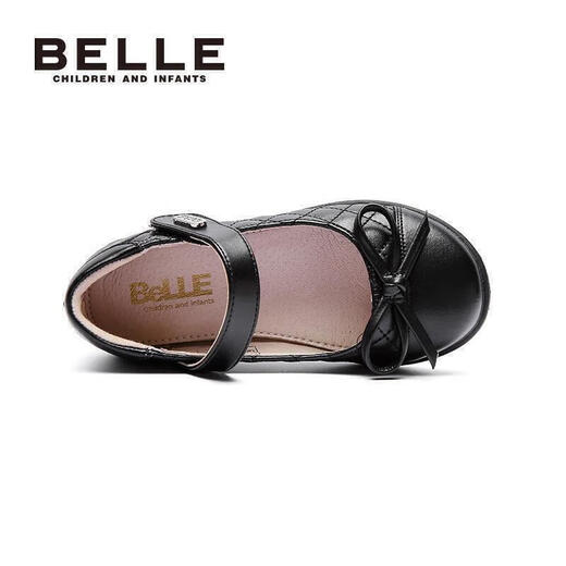 Belle Children's Shoes Girls Black Leather Shoes Spring and Autumn Soft Soled Children's Student Shoes Middle and Older Children's Performance Shoes Black 35