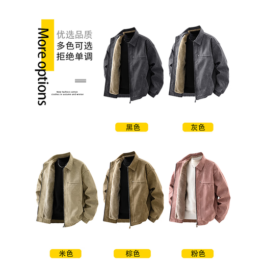 Dingfengbaoluo American PU leather jacket men's autumn and winter velvet thickening loose high-end warm leather jacket XHR72 black L