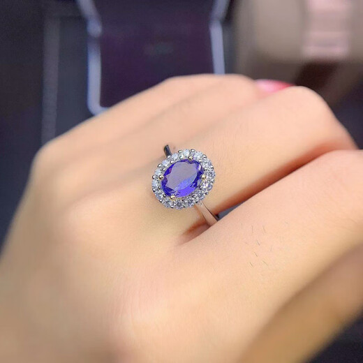 DL 1998 Fat Donglai Quality Tanzanite Stone Tianlan Electric Blue Ring Women's Light Luxury Fashion Japanese and Korean 925 Silver Plated 18k Gold Inlaid