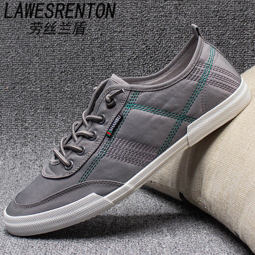 LAWESRENTON brand canvas shoes men's 2025 summer new flat-soled lightweight men's odor-proof casual shoes trendy old Beijing cloth white 44