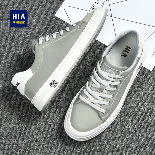 HaiLan Home HLA men's shoes spring new canvas shoes versatile men's casual shoes low top breathable shoes men's soft sole comfortable shoes men's gray 40 (sports size)