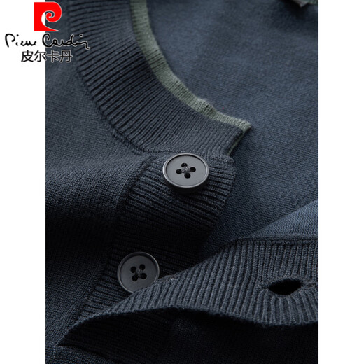 Pierre Cardin 2025 Autumn and Winter Large Size Henley Collar Sweater Men's Casual Button Sweater New Versatile Plus Fat Oversized Bottoming Shirt Black XL 120-140Jin Jin equals 0.5 kg