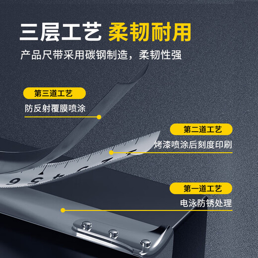 Tape measure 5 meters steel tape measure thickened and hardened wear-resistant and fall-proof household ruler box ruler high-precision ruler genuine double-bread tape tape 5m*25mm