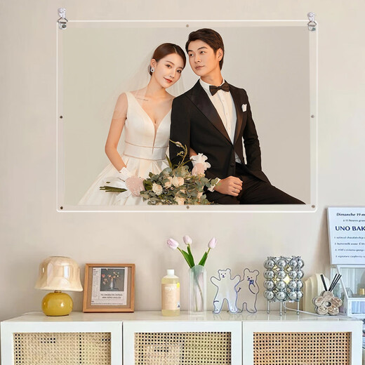 Hong Kong and Vietnam double-sided transparent acrylic wedding photo frame for hanging on the wall, photo development, printing and customization to make a family portrait table, double-sided transparent rounded corners, 6 inches, inner frame 10.2*15.2 cm for hanging