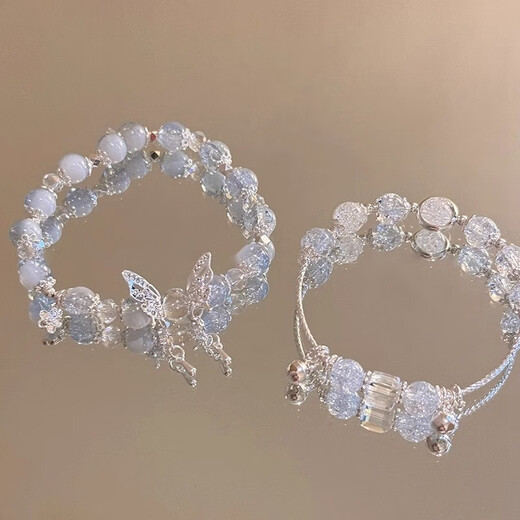 Das Waldblau-Butterfly Perlen-Armband für Frauen mit hochwertiger Schönheit Best Friend Student Party Niche Armband Mode vielseitiges vielseitiges Armband Schmetterling Quastenarmband
