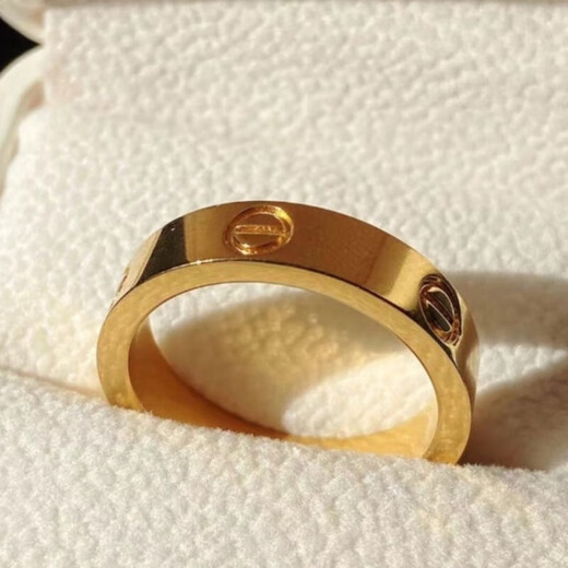 Shizhi gold-plated silver custom one-word ring, smooth surface for men and women, couple model for Chinese Valentine's Day gift, Kajia's same one-word ring, No. 17 ring