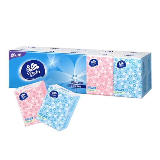 Vinda handkerchief paper portable small pack of paper towels thin tough handkerchief napkin toilet paper 3 layers 8 pieces * 10 packs