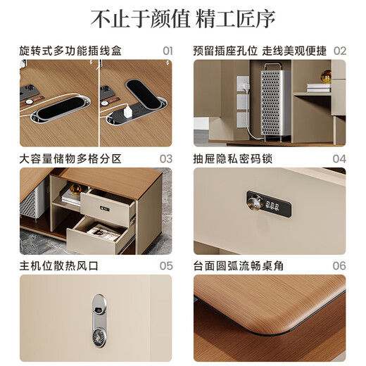 Zhongsheng Office Furniture E0 Level Manager Desk Boss Table and Chair Combination Simple Modern High-end Home Desk Supervisor Desk 2.24 Meter File Cabinet E0 Level Environmentally Friendly Material