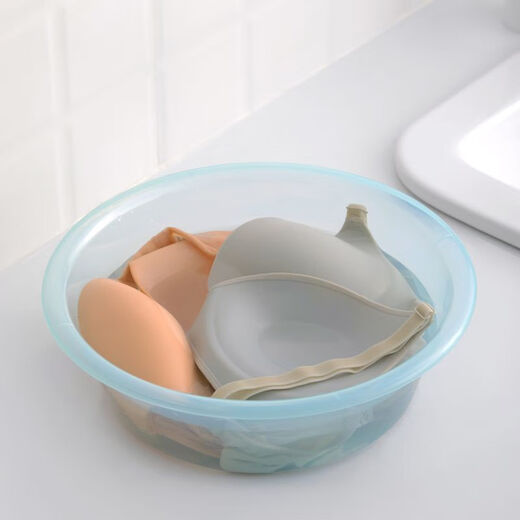 Camellia (CHAHUA) basin food-grade kitchen vegetable and vegetable basin fruit basin transparent plastic basin thickened washbasin baby washbasin pink + blue 30cm