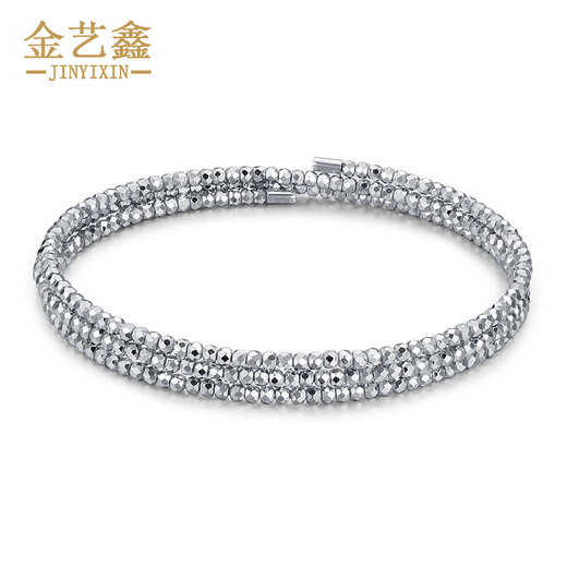 Jin Yixin platinum bracelet for women pt950 platinum ring round memory elastic bracelet platinum bracelet for women weighing about 14.1 grams/bungee bead elastic bracelet